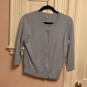 Halogen Blue Cardigan Sweater Lightweight Knit